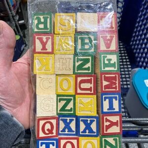 Alphabet & Number Non-Toxic Wooden Abcd And 1234 Building Blocks, 64 total